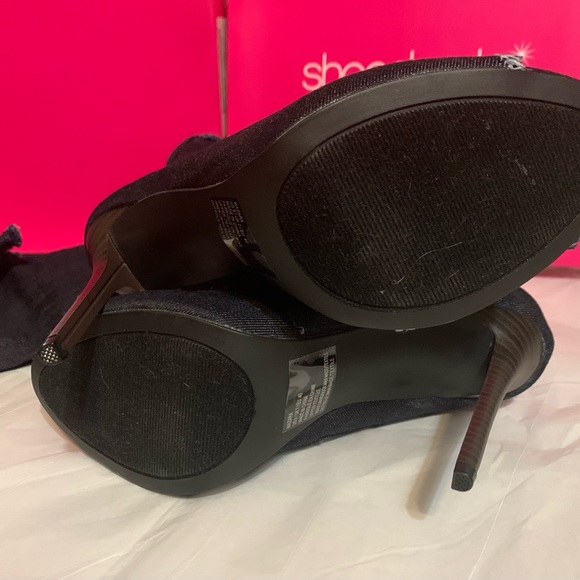 Mazara Heeled Peek-Toe Boot Size 9 Dark Denim - Picture 7 of 8